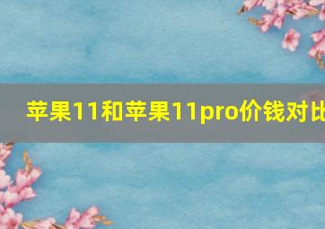 苹果11和苹果11pro价钱对比