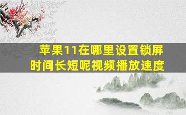 苹果11在哪里设置锁屏时间长短呢视频播放速度