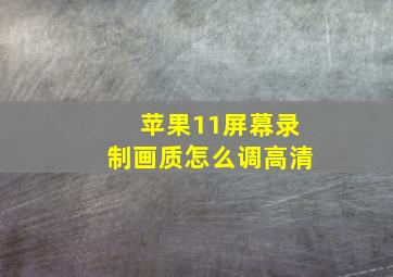 苹果11屏幕录制画质怎么调高清