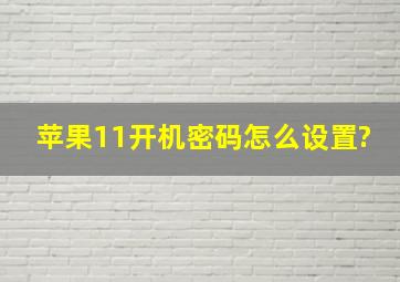 苹果11开机密码怎么设置?