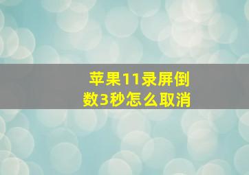 苹果11录屏倒数3秒怎么取消