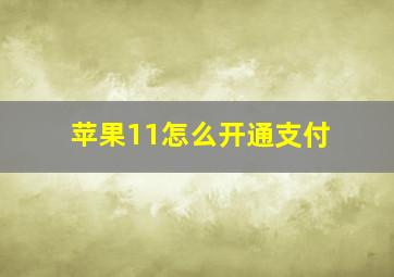 苹果11怎么开通支付