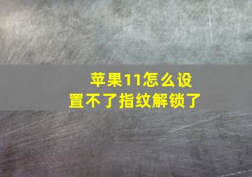 苹果11怎么设置不了指纹解锁了