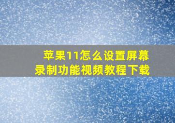 苹果11怎么设置屏幕录制功能视频教程下载