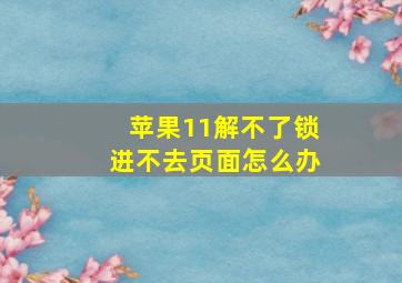 苹果11解不了锁进不去页面怎么办