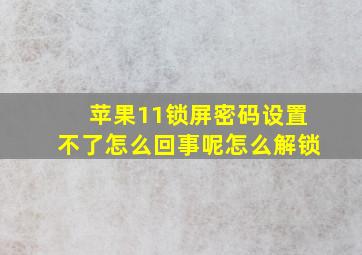 苹果11锁屏密码设置不了怎么回事呢怎么解锁