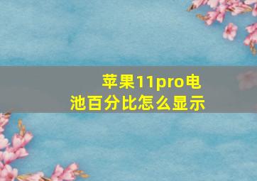 苹果11pro电池百分比怎么显示