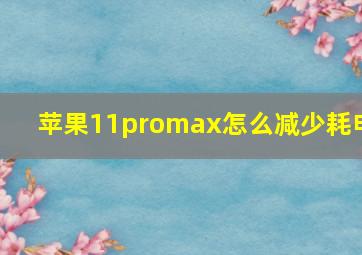 苹果11promax怎么减少耗电