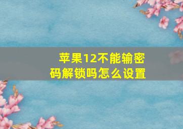 苹果12不能输密码解锁吗怎么设置