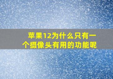 苹果12为什么只有一个摄像头有用的功能呢