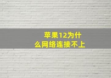 苹果12为什么网络连接不上