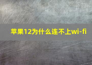 苹果12为什么连不上wi-fi