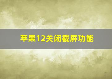 苹果12关闭截屏功能