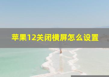 苹果12关闭横屏怎么设置