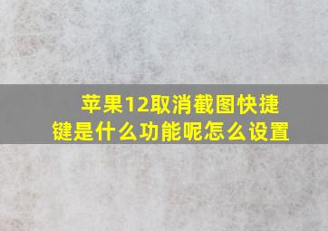 苹果12取消截图快捷键是什么功能呢怎么设置