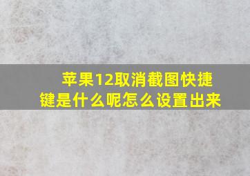 苹果12取消截图快捷键是什么呢怎么设置出来