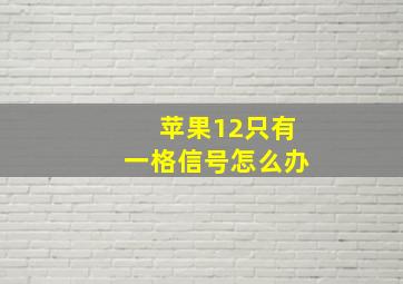 苹果12只有一格信号怎么办