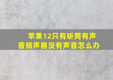 苹果12只有听筒有声音扬声器没有声音怎么办