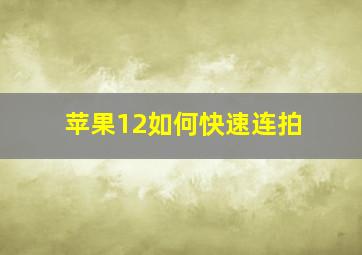 苹果12如何快速连拍