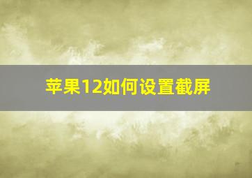 苹果12如何设置截屏