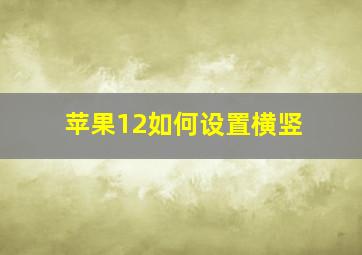 苹果12如何设置横竖