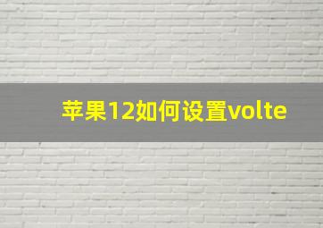 苹果12如何设置volte