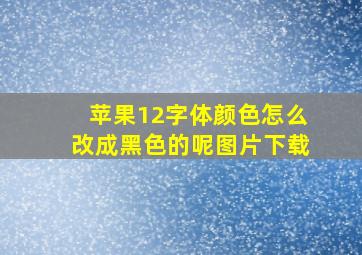 苹果12字体颜色怎么改成黑色的呢图片下载