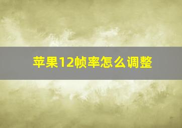 苹果12帧率怎么调整