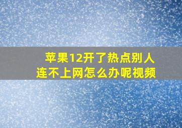 苹果12开了热点别人连不上网怎么办呢视频