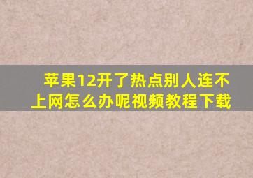 苹果12开了热点别人连不上网怎么办呢视频教程下载