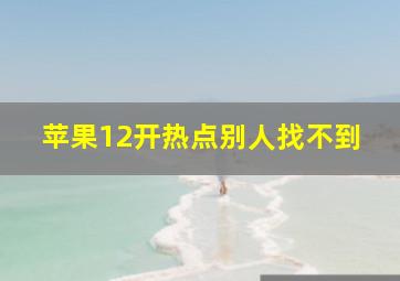 苹果12开热点别人找不到