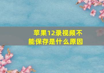 苹果12录视频不能保存是什么原因