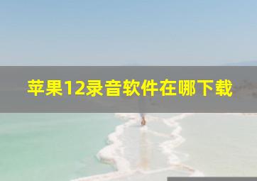 苹果12录音软件在哪下载