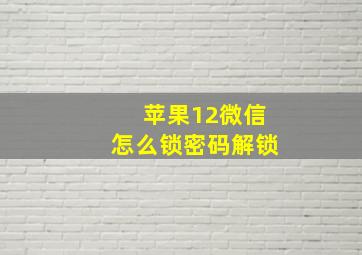 苹果12微信怎么锁密码解锁