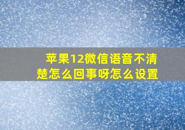 苹果12微信语音不清楚怎么回事呀怎么设置