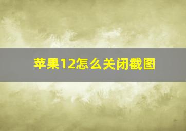 苹果12怎么关闭截图