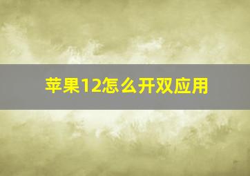 苹果12怎么开双应用