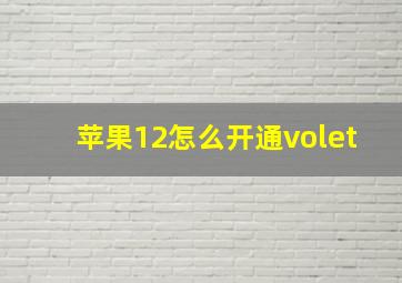 苹果12怎么开通volet