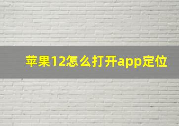 苹果12怎么打开app定位