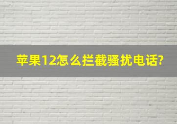 苹果12怎么拦截骚扰电话?