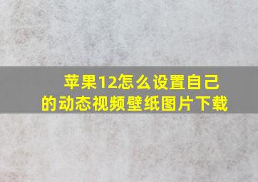 苹果12怎么设置自己的动态视频壁纸图片下载