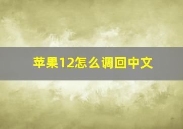 苹果12怎么调回中文