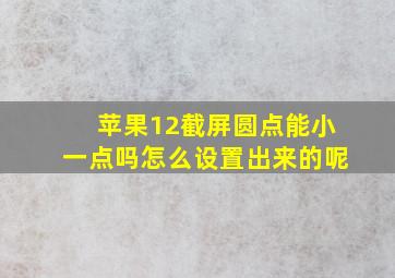 苹果12截屏圆点能小一点吗怎么设置出来的呢