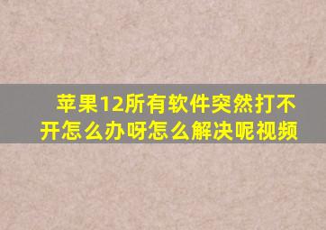 苹果12所有软件突然打不开怎么办呀怎么解决呢视频