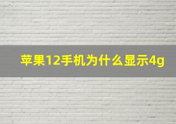 苹果12手机为什么显示4g