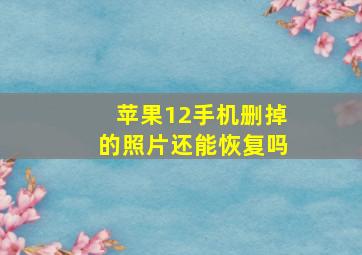 苹果12手机删掉的照片还能恢复吗