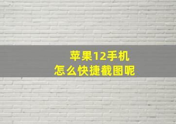 苹果12手机怎么快捷截图呢