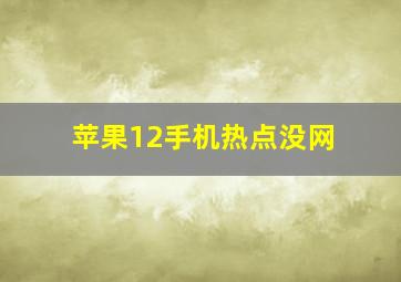 苹果12手机热点没网