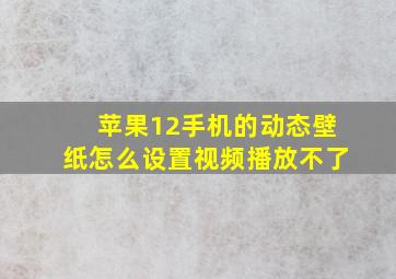 苹果12手机的动态壁纸怎么设置视频播放不了