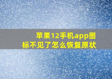 苹果12手机app图标不见了怎么恢复原状